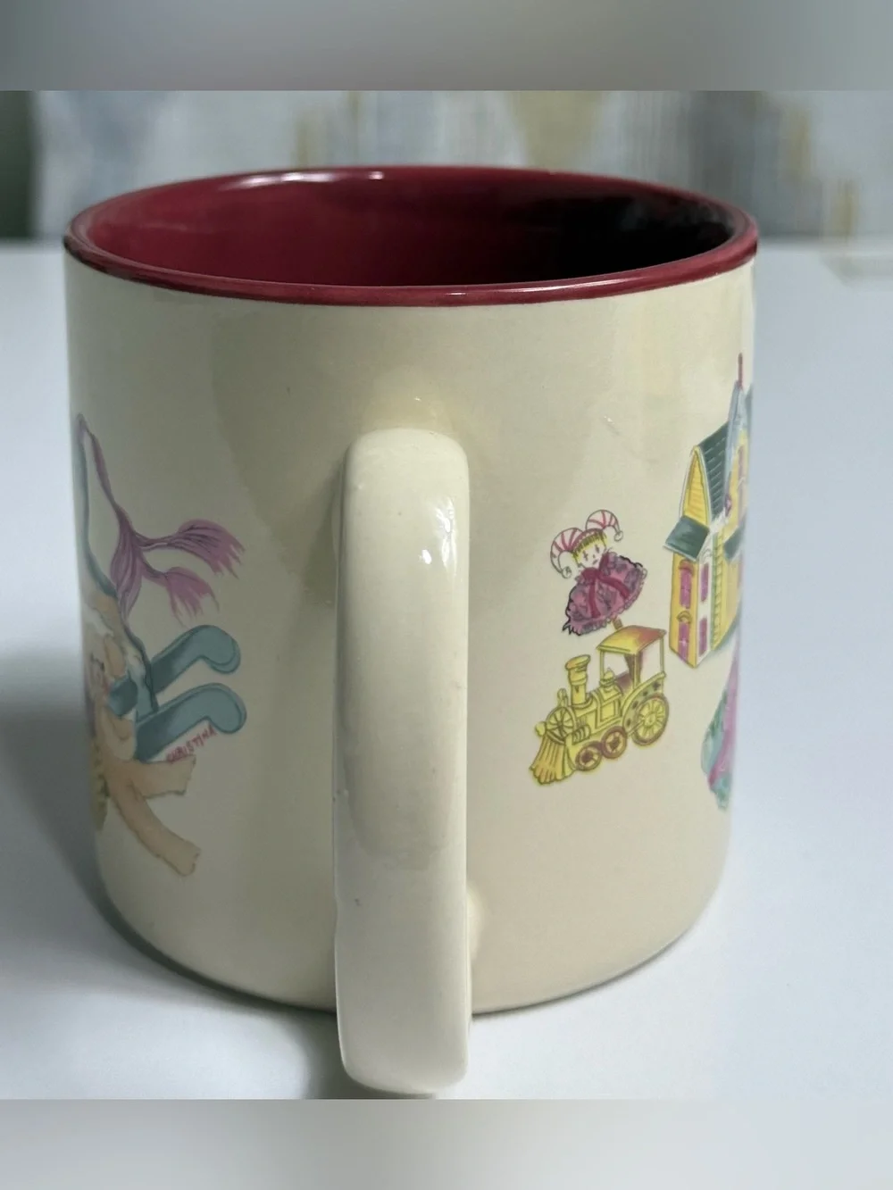 Vintage Creative Concepts Cream and Burgundy Carousel Horse Ceramic Mug